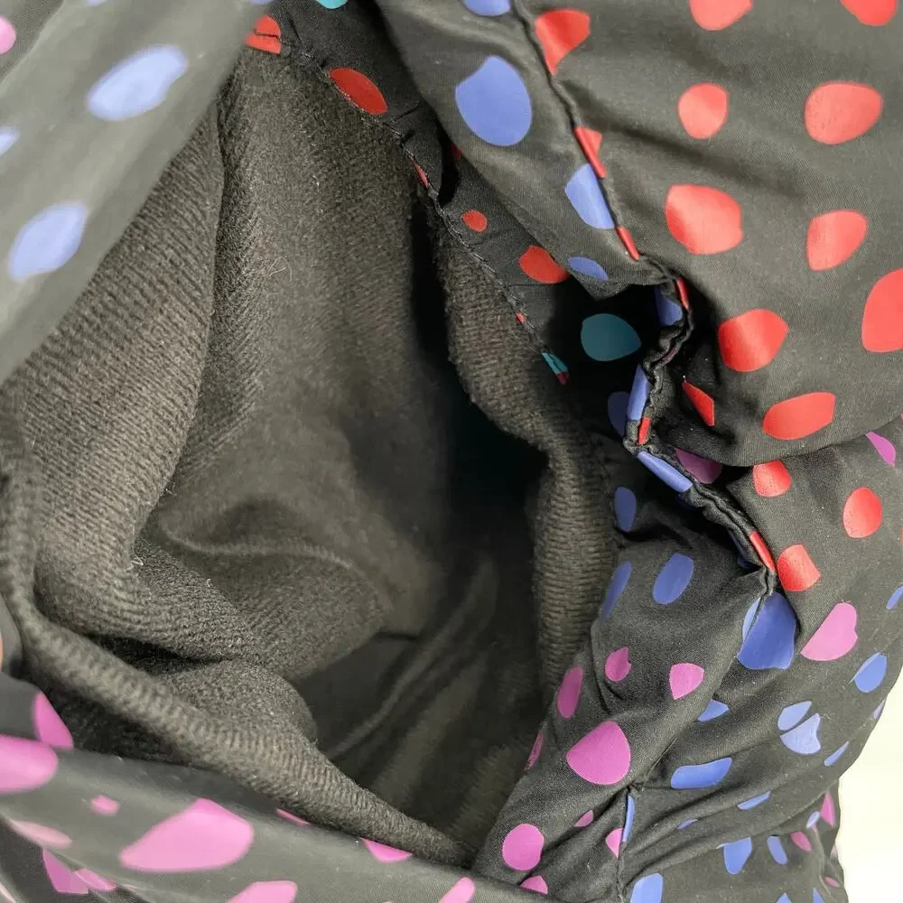 Lazy Oaf Midnight Lizard Puffer Jacket Black Rainbow Spotted Coat Unisex Size S